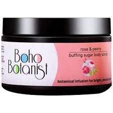 Boho Botanist Rose Peony Sugar Body Scrub Tan Removal Glowing Skin For Dull Rough Skin 200Gm