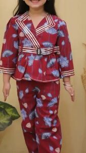 Baby Girls Casual Top Pant Maroon Size For 6 To 7 Year Kids