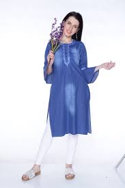 Women Blue Kurta Size M