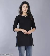 Women Black Kurti Size M