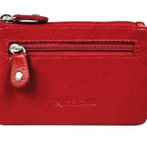 Nappa Bags Genuine Leather Coin Pouch With Keychain For Men And Women Red