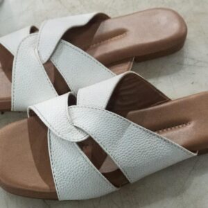 White Beige Colour Slippers For Women Size 40
