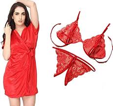 Women Night Set Panty And Without Sleeve Top Red Colour