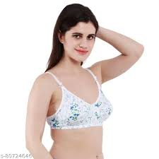 White Color Printed Padded Bra For Women Size 40