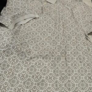 Max Men Self Design Polo Neck Cotton Blend Off White T Shirt Size Xl