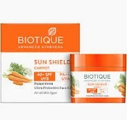 Biotique Sun Shield Carrot 40 Spf Uva Uvb Sunscreen All Skin 50Gm