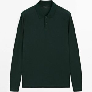 Massimo Dutti Full Sleeve Polo Shirt Black For Men Size M