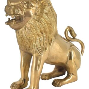 White Whale Large Gold Lion Brass Statue Showpiece Sculpture Home Decor Feng Shui Gift