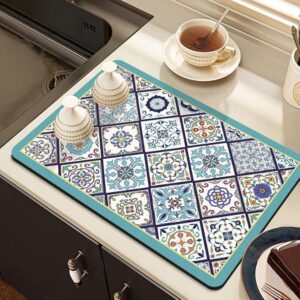 Homecloud Dish Drying Mat For Kitchen Counter Hide Stain Super Absorbent Size 40X50 Cm