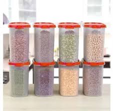 Oval 2 Set Of 8 Red Seal Plastic Grocery Container 1100Ml