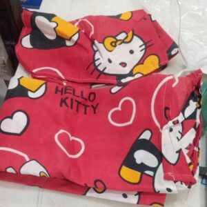 Red Printed Single Bed Sheet With 1 Pillow Cover