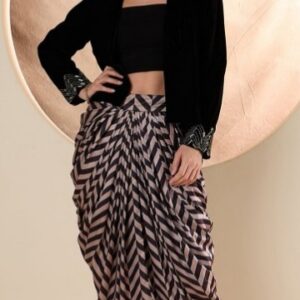 Anthea Embellished Shawl Neck Jacket With Skirt Black For Women Size S