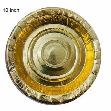 Golden Color Disposable Paper Plate 10 Pcs