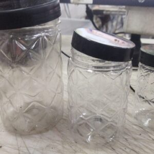 Transparent Plastic Black Lid Storage Box 3Pcs
