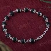 Silver Plated Luna Karungali Beads Bracelet