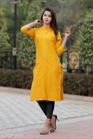 Women Kurta Yellow Color Size L