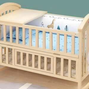 Pinewood Baby Bed Crib 15 In 1 Rocking Cot Mosquito Net Adjustable Stand