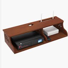 Home Sparkle Wooden Minor Damage Set Top Box Stand Brown Colour