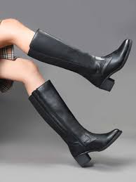 Clog London Women Black Stylish Long Boots Size 36