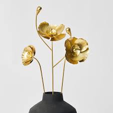 Nicobar Poppy Accent Pieces Set Of 3 Golden Colour