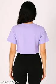 Lavender Color Panda Print Crop For Women Size L