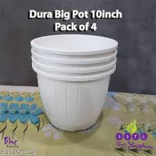 White Plastic Plant Pot Pack Of 4