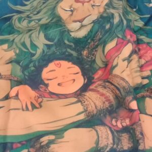 Olive Green Narasimha With Prahlad Print Oversized T Shirt For Men Size M