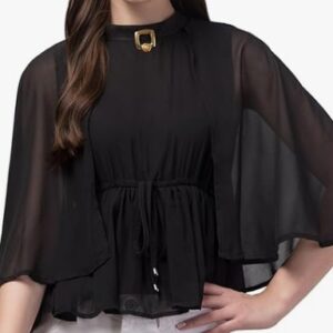 Black Western Flared Sleeve Top For Women Size S