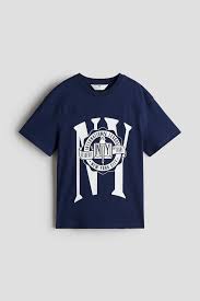 Handm Printed T Shirt Navy Blue Size 14 Year Plus For Boys