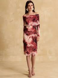 Kazo Multicolour Floral Print OffShoulder Sheath Midi Dress Size L For Women