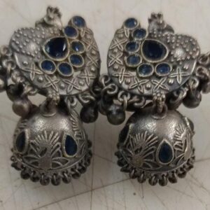 Blue Stone Oxidised Peacock Earring For Women