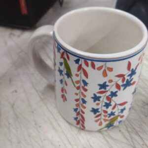 Cream Color Leaf Printed Coffee Mug