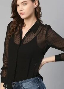 Black Transparent Shirt For Women Size S