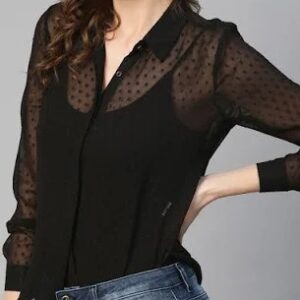 Transparent Black Shirt For Women Size M