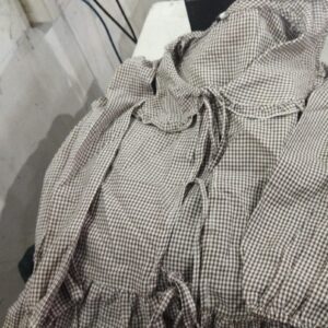 Brown And White Color Checkered Women Top Size Xl