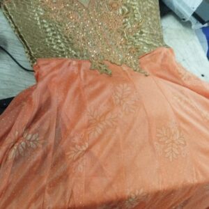 Orange And Golden Color Women Frock Kurti Size M