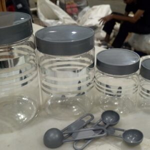 Plastic Transparent Container With Lid Grey Pack Of 23Pc