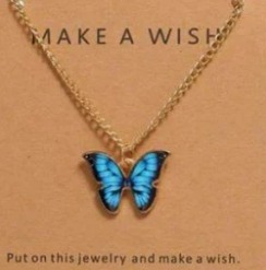 WomenS Cute Multicolor Butterfly Make A Wish Necklace Sky Blue