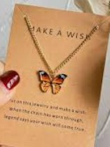 WomenS Cute Multi Color Butterfly Make A Wish Necklace Mustard And Black