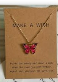 WomenS Cute Multi Color Butterfly Make A Wish Necklace Pink And Black