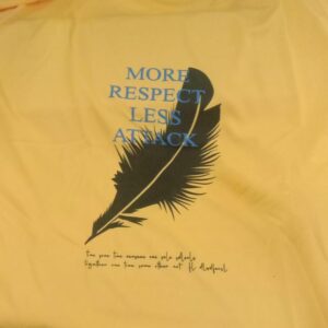 Yellow Cotton More Respect Less Attack Printed Round Neck T Shirt For Men Size M