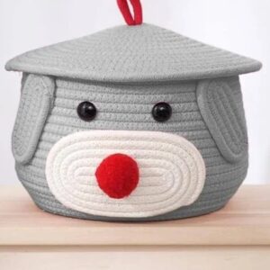 MultiPurpose Cute Jute Basket With Lid Storage Baskets Grey