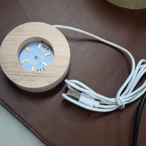 Honch 3D CrystalSaturn Glass Cube DecorationCrystal Cube Laser Gifts Night Lamp 7 Cm Yellow