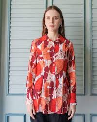 Zink London Women Floral Print Relaxed Fit Shirt With Spread Collar Size L Multicolor