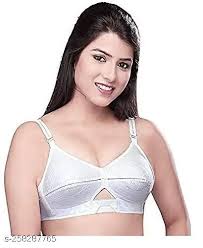 WomenS Cotton Non Padded Wire Free Regular Bra White Center Elastic Bra Size 36
