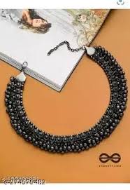 Classic Silver Oxidised Jewellery Set Traditional Choker Necklace Set For Women And Girls