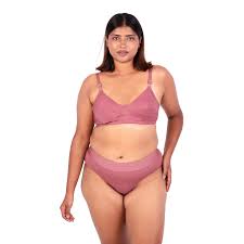 Women Dusty Pink Color Bra And Panty Set Size M