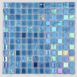 Stone Blue Shiny Glass Mosaic Tiles Thickness 10 Mm Size 12 X 20 Inch