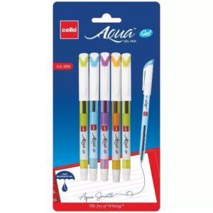 Cello Aqua Gel Pen Cap Closure Type Blue Ink Pack Of 5