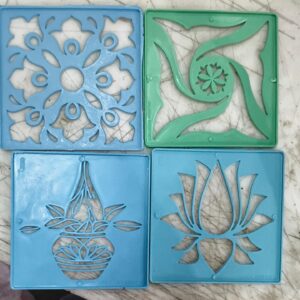 Multicolour Rangoli Stencils Designs Pack Of 4